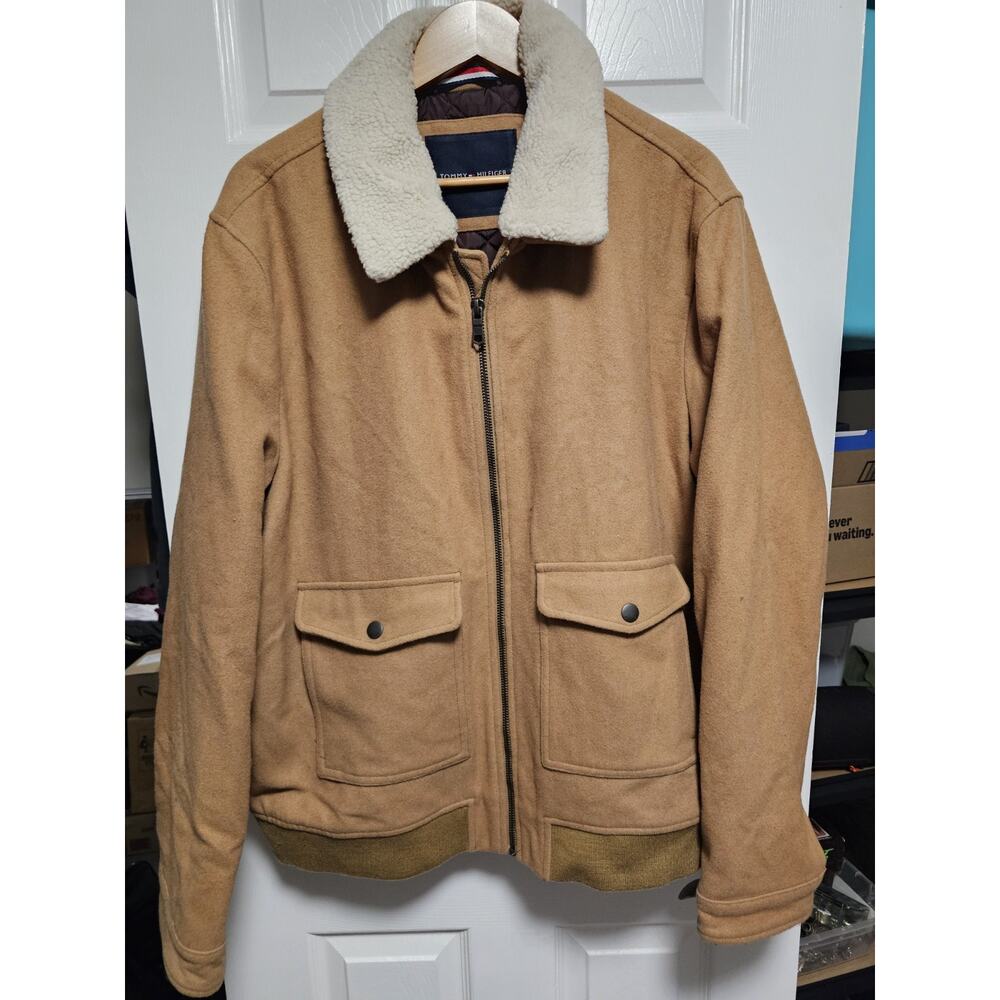 Men's XXL - Tommy Hilfiger Classic Faux Shearling Zip Up Brown Jacket